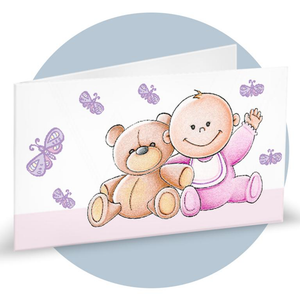 Biglietti per Bomboniere Nascita Bambina Rosa 20 Pezzi Personalizzabili - Bff2066