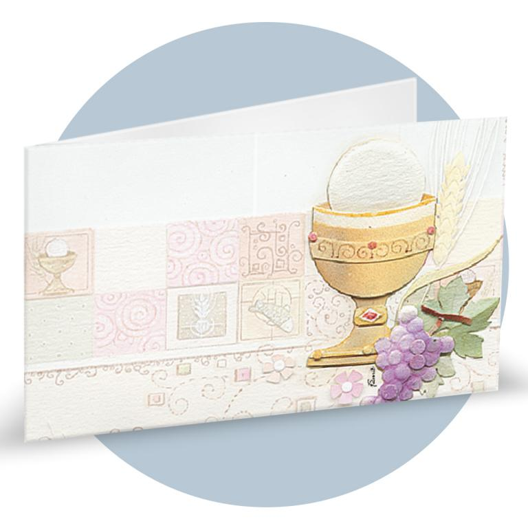 Biglietti per Bomboniere Prima Comunione Calice Uva Eucarestia 20 Pezzi Personalizzabili - Bff0029