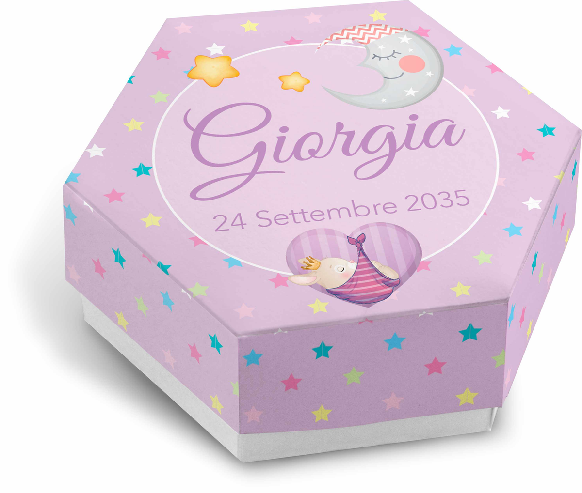 Bomboniera Astuccio con Stampa Personalizzata 2 Pezzi Nascita Compleanno Rosa - Fes2005