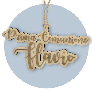 Tag in Legno per Bomboniere Prima Comunione Sagomato Segnaposto Etichetta Personalizzabile per Feste e Cerimonie - Tlf0007