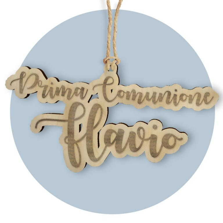 Tag in Legno per Bomboniere Prima Comunione Sagomato Segnaposto Etichetta Personalizzabile per Feste e Cerimonie - Tlf0007