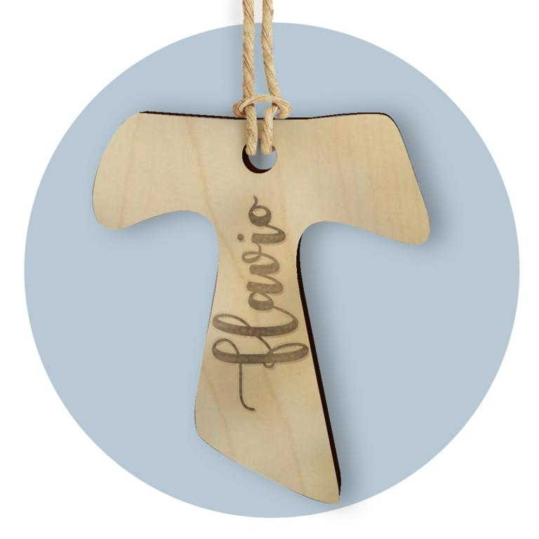 Tag in Legno per Bomboniere Prima Comunione Crocifisso Segnaposto Etichetta Personalizzabile per Feste e Cerimonie - Tlf0009