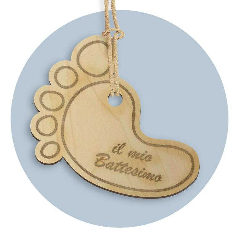 Tag in Legno per Bomboniere Piedino Segnaposto Etichetta Personalizzabile per Feste e Cerimonie - Tlf0010