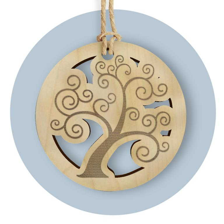 Tag in Legno per Bomboniere Tondo Albero Della Vita Segnaposto Etichetta Personalizzabile per Feste e Cerimonie - Tlf0021