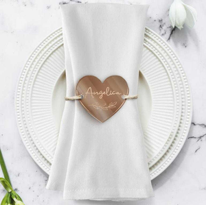 Segnaposto in Plexiglass Oro Rosa Cuore Personalizzabile da Tavolo per Feste e Cerimonie - Segnap-Por-2