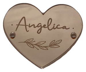 Segnaposto in Plexiglass Oro Rosa Cuore Personalizzabile da Tavolo per Feste e Cerimonie - Segnap-Por-2