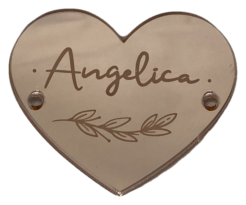 Segnaposto in Plexiglass Oro Rosa Cuore Personalizzabile da Tavolo per Feste e Cerimonie - Segnap-Por-2