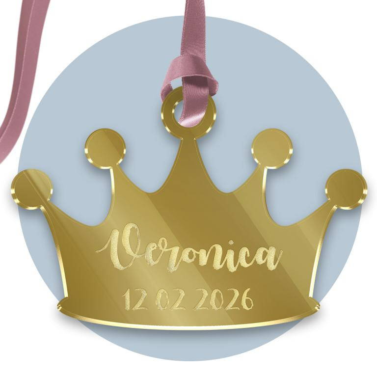 Tag in Plexiglass per Bomboniere Corona Segnaposto Etichetta Personalizzabile per Feste e Cerimonie - Tagplex3