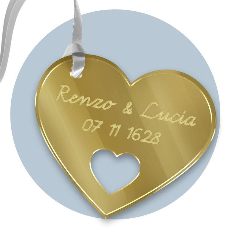Tag in Plexiglass per Bomboniere Cuore Segnaposto Etichetta Personalizzabile per Feste e Cerimonie - Tagplex5