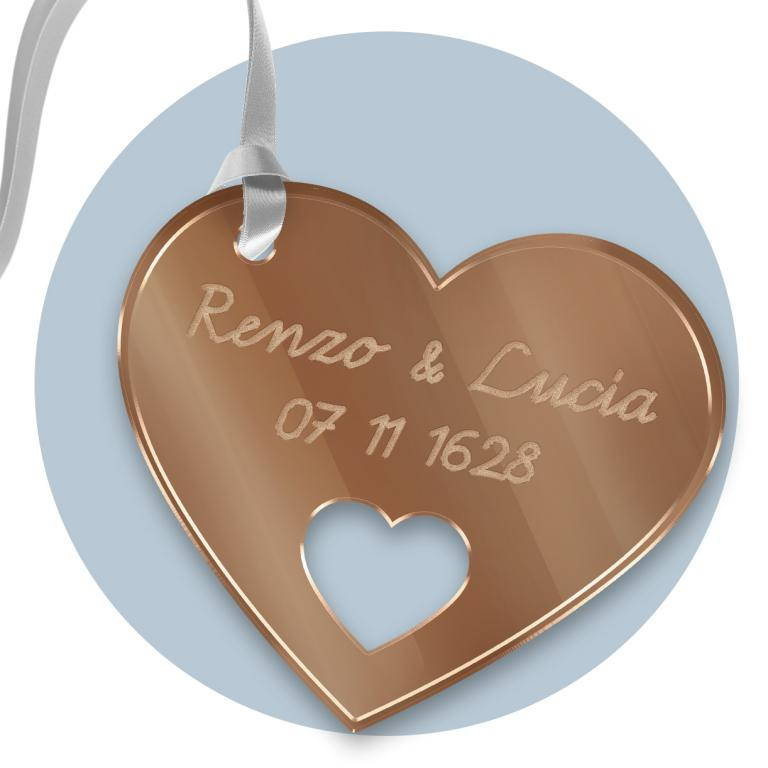 Tag in Plexiglass per Bomboniere Cuore Segnaposto Etichetta Personalizzabile per Feste e Cerimonie - Tagplex5