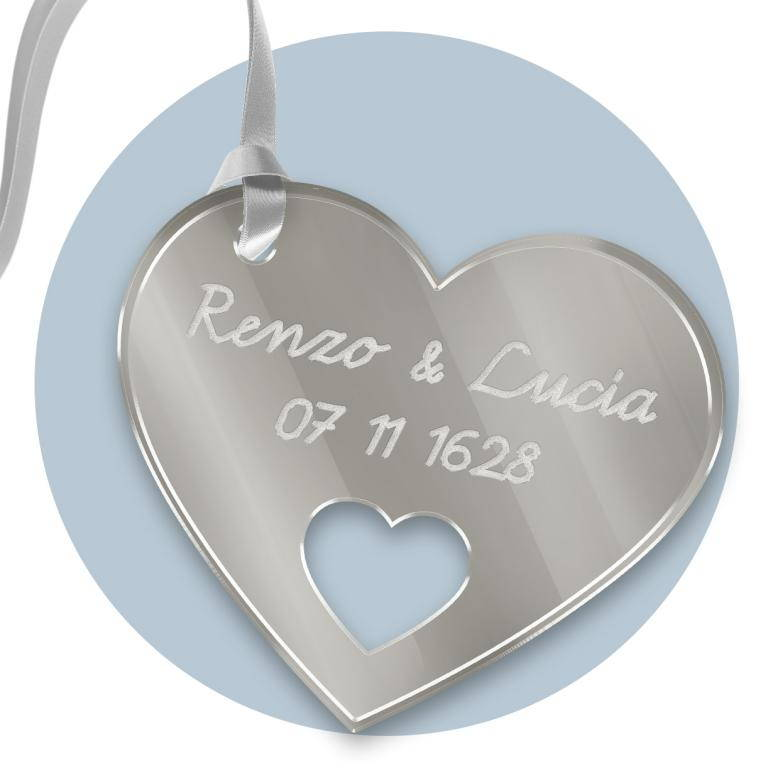 Tag in Plexiglass per Bomboniere Cuore Segnaposto Etichetta Personalizzabile per Feste e Cerimonie - Tagplex5