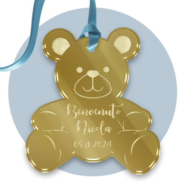 Tag in Plexiglass per Bomboniere Orso Segnaposto Etichetta Personalizzabile per Feste e Cerimonie - Tagplex6