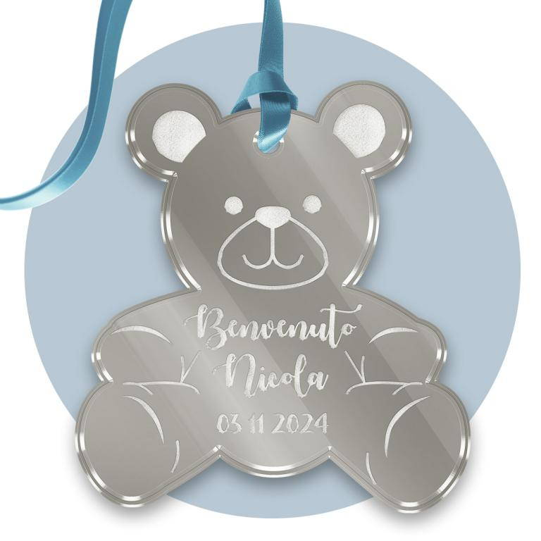 Tag in Plexiglass per Bomboniere Orso Segnaposto Etichetta Personalizzabile per Feste e Cerimonie - Tagplex6