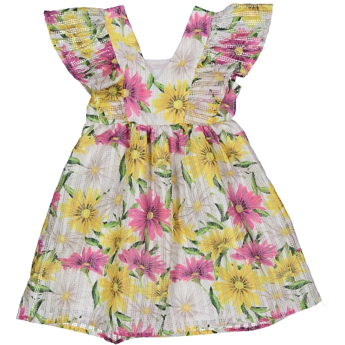 Scamiciata Bambina Vestito in Organza Stampa Floreale Birba - 65592.00
