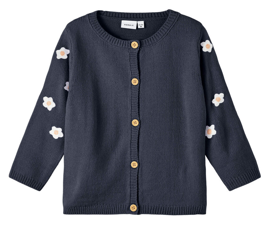 Cardigan in Maglia Bambina con Decorazioni Margherite - 13212003blu