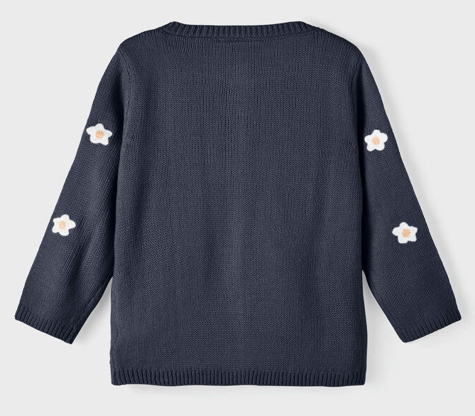 Cardigan in Maglia Bambina con Decorazioni Margherite - 13212003blu