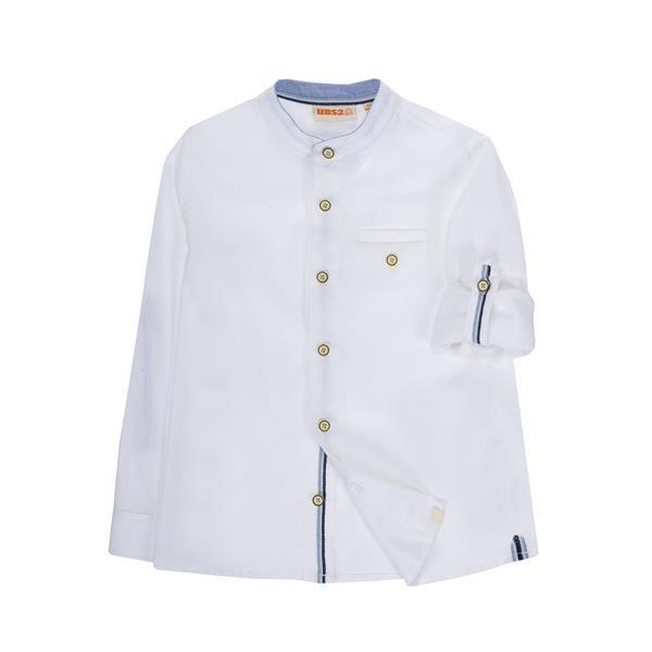 Camicia M.l. Bambino Ubs2 Collo Alla Coreana in Misto Lino - E230720