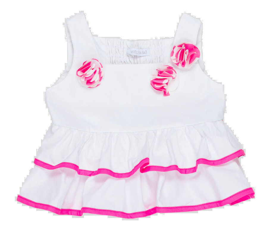 Top Bambina Maglietta con Spalline Applicazioni Floreale Meilisa Bai - Fl5021