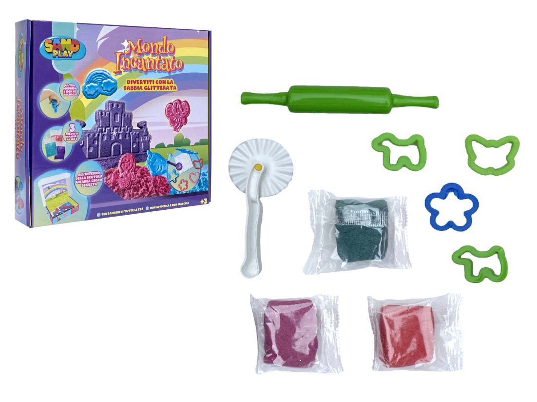 Set Attivita' Sabbia Magica 13 Pezzi Mondo Incantato Strumenti per Modellare - Pla0017