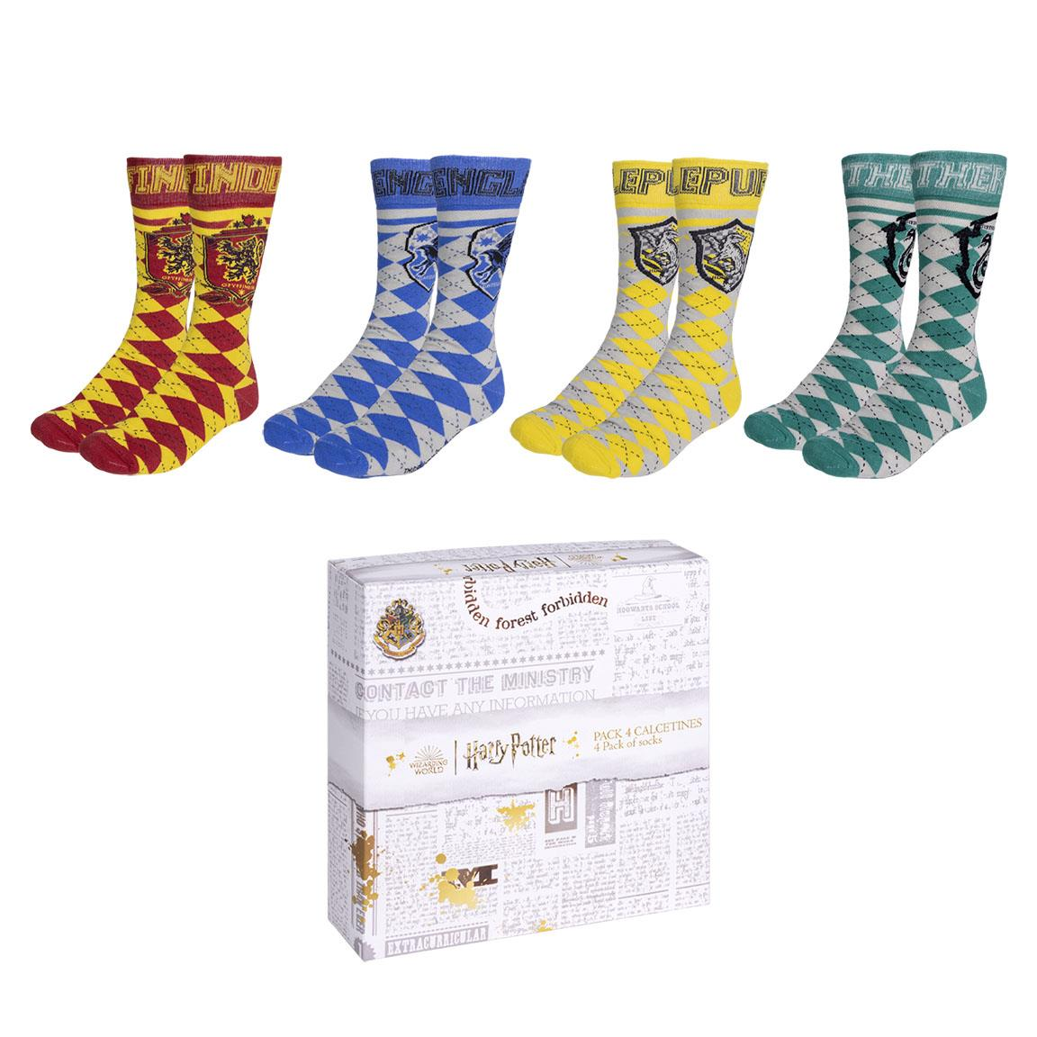 Calzini Invernali Harry Potter 4 Paia Hogwarts in Confezione Regalo (35-41) - 0567