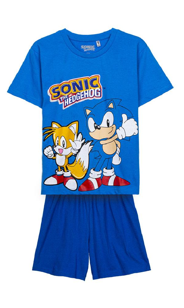 Pigiama Estivo Sonic T-Shirt Maniche Corte Short 100% Cotone Bambino - 1339