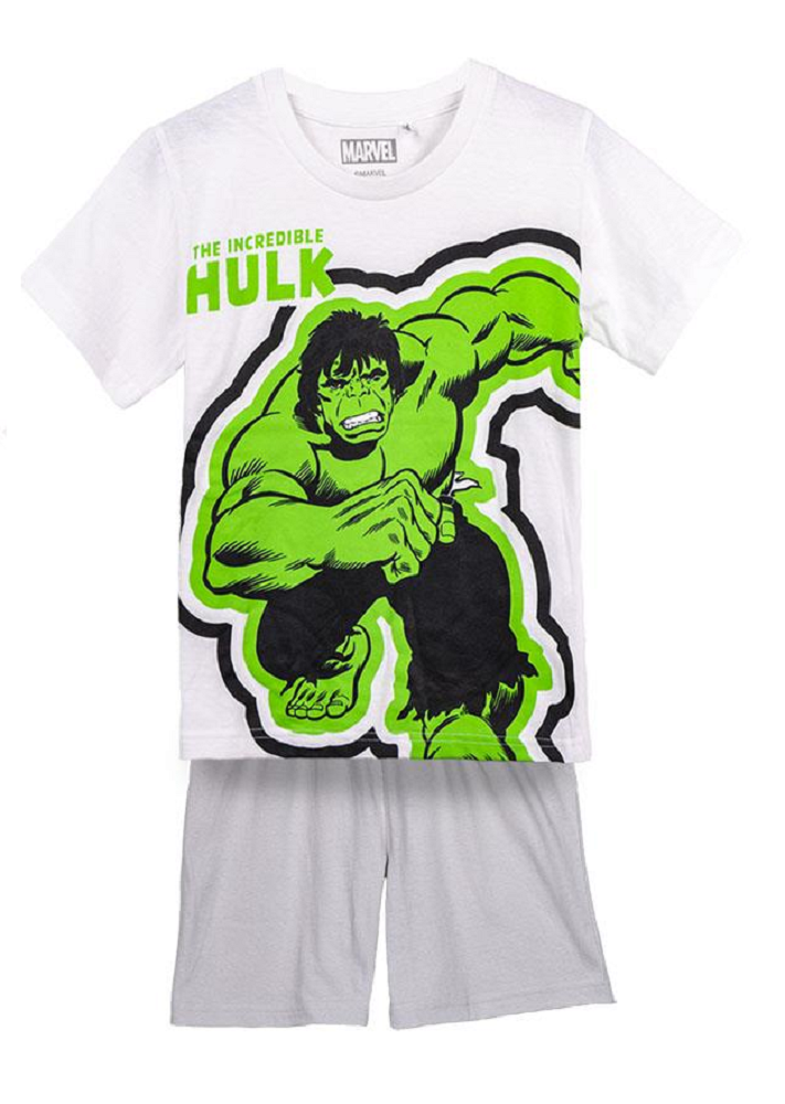 Pigiama Estivo Hulk MARVEL Avengers T-Shirt Maniche Corte Short 100% Cotone Bambino - 1331