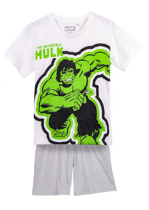 Pigiama Estivo Hulk MARVEL Avengers T-Shirt Maniche Corte Short 100% Cotone Bambino - 1331