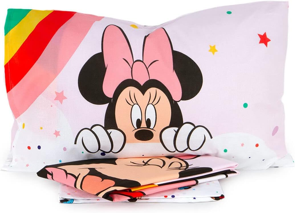 Completo Lenzuola Minnie Mouse DISNEY Sottolenzuola Lenzuola Federa Letto Singolo - Minnie-101