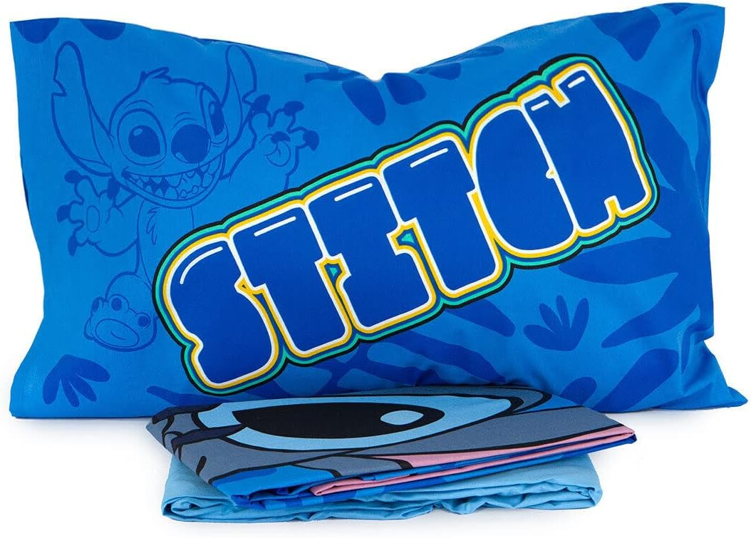 Completo Lenzuola Stitch DISNEY Sottolenzuola Lenzuola Federa Letto Singolo - Sti0953