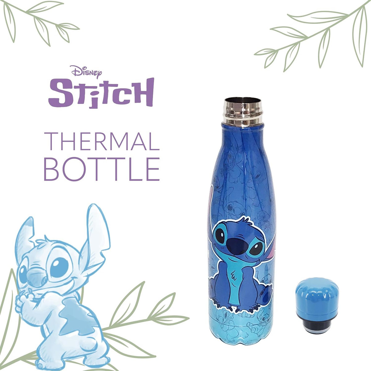Bottiglia Termica in Acciaio Inossidabile Stitch DISNEY con Tappo Svitabile 500 Ml