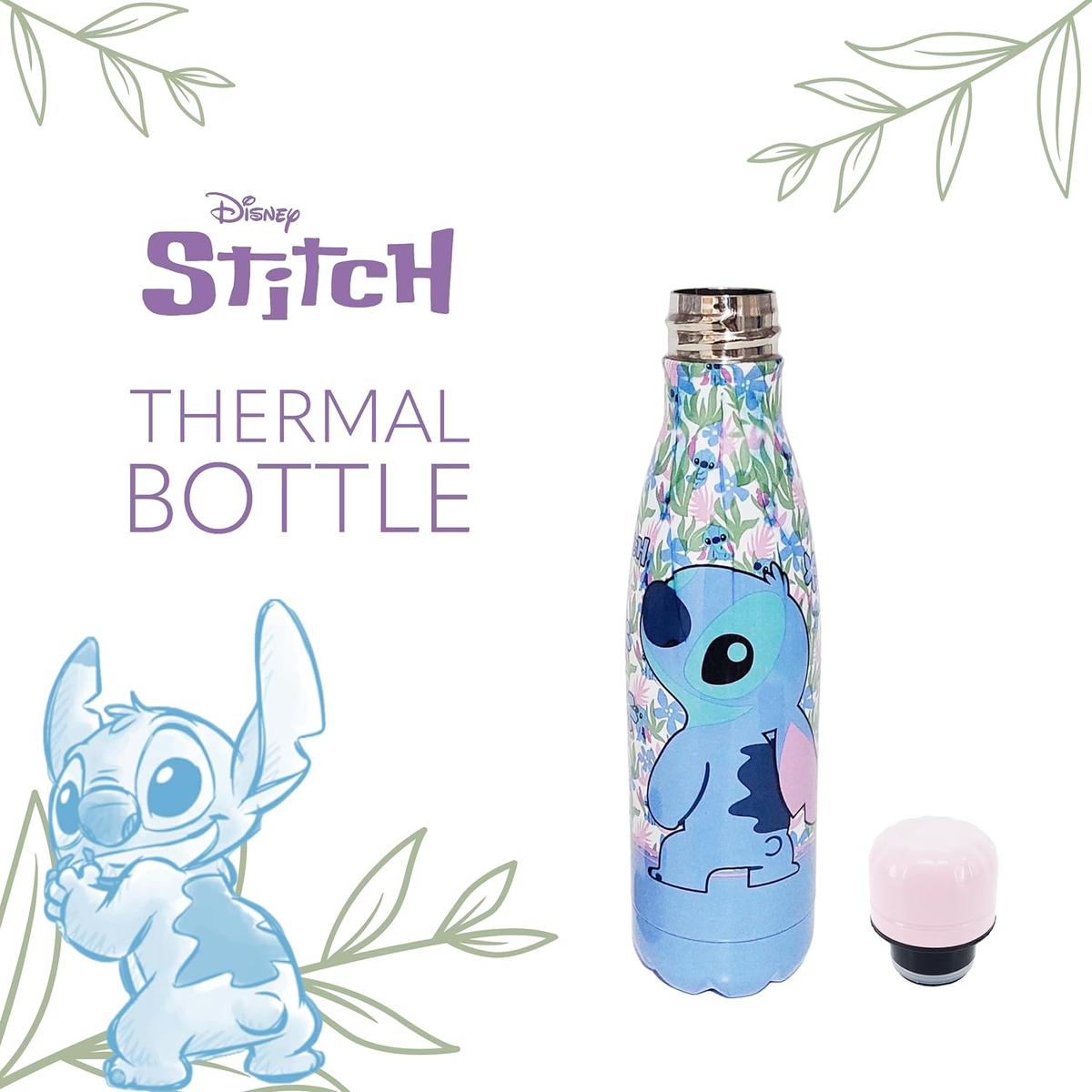 Bottiglia Termica in Acciaio Inossidabile Stitch DISNEY con Tappo Svitabile 500 Ml - D05656te/r
