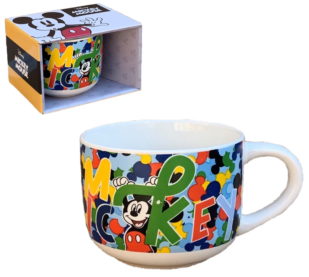Tazza Larga Jumbo Topolino DISNEY Mickey Mouse in Ceramica 380 Ml Confezione Regalo - D06588mc