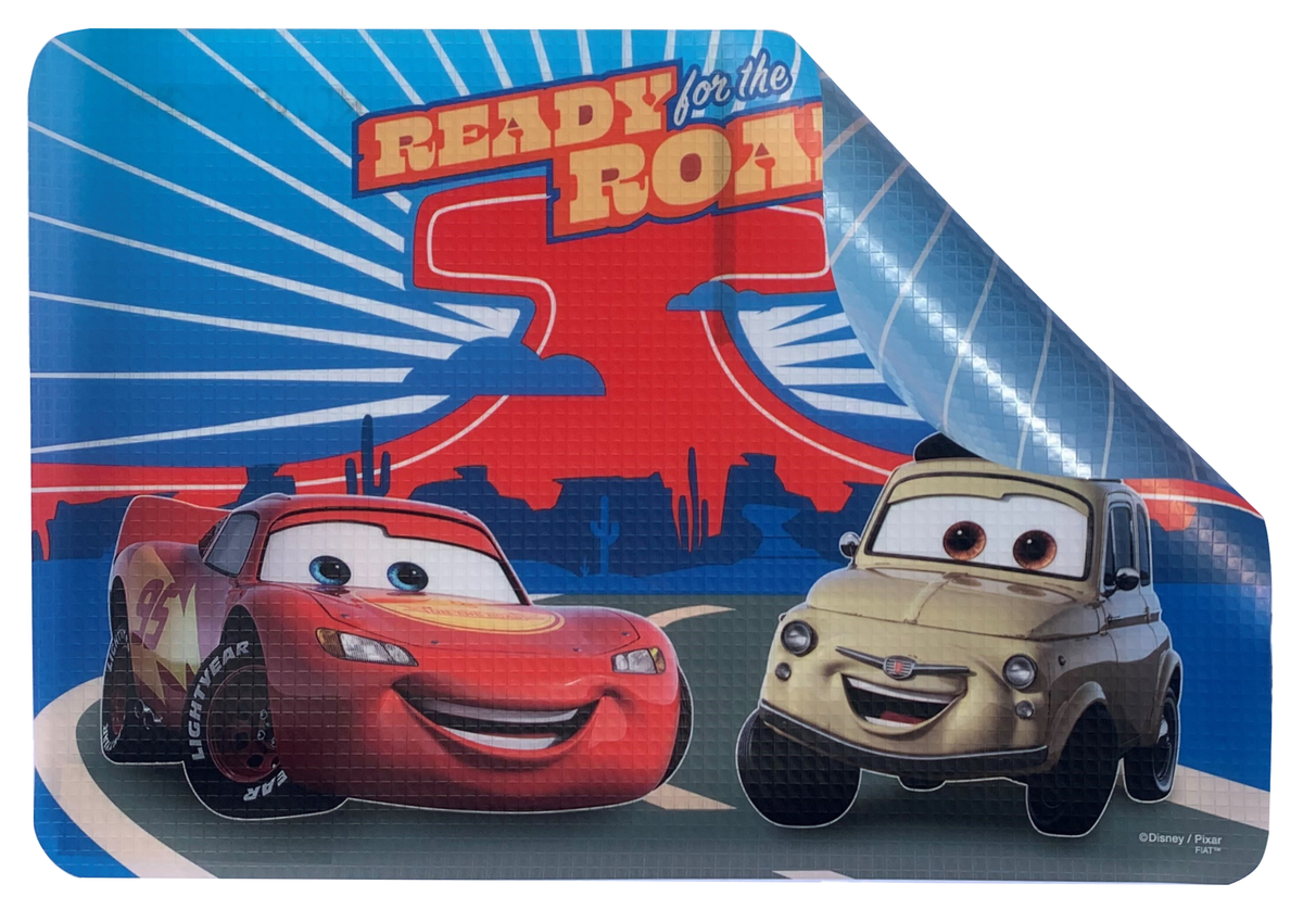 Tovaglietta Cars DISNEY Saetta Mcqueen in Plastica Morbida Antiscivolo Ripiegabile Lavabile da Colazione Pranzo Cm.44x30 - Ca0843
