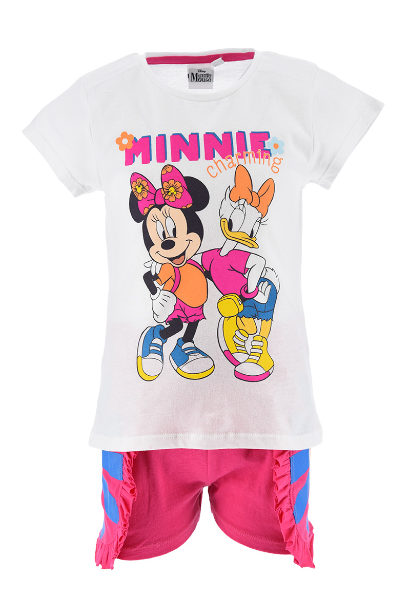 Completo Short + T-Shirt M.c. Minnie Mouse DISNEY Bambina Sun City 3/8 Anni - We1089bianco