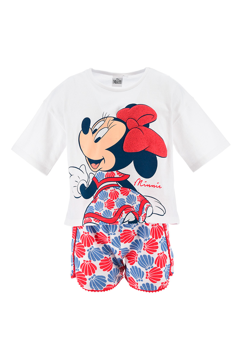Completo Short + T-Shirt M.c. Minnie Mouse DISNEY Bambina Sun City 3/8 Anni - We1094bianco