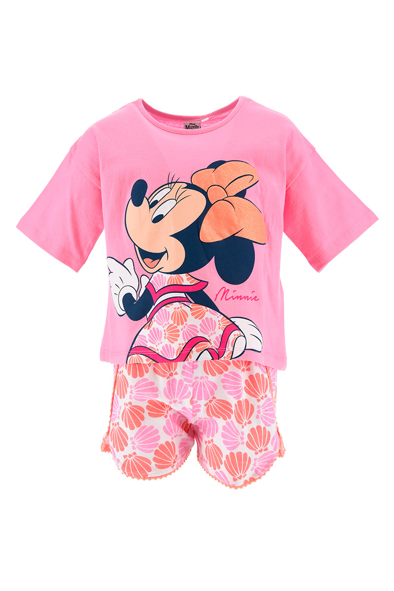 Completo Short + T-Shirt M.c. Minnie Mouse DISNEY Bambina Sun City 3/8 Anni - We1094rosa