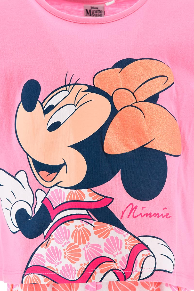 Completo Short + T-Shirt M.c. Minnie Mouse DISNEY Bambina Sun City 3/8 Anni - We1094rosa