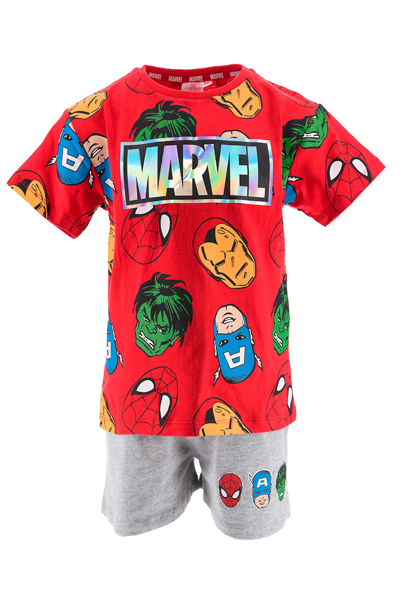Completo Short + T-Shirt Avengers MARVEL Bambino Sun City 3/8 Anni - We1024rosso