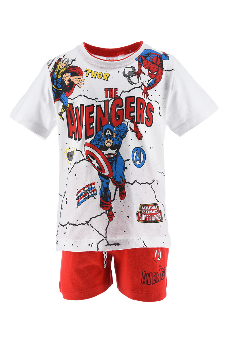 Completo Short + T-Shirt Avengers MARVEL Bambino Sun City 3/8 Anni - We1195bianco