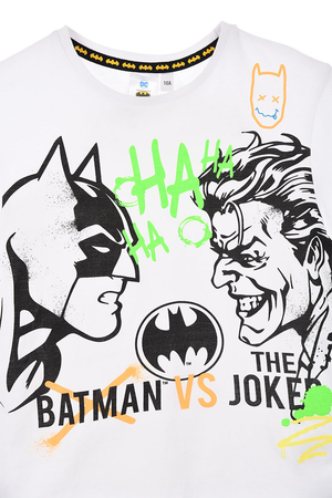 T-Shirt M.c. Batman Maglietta Bambino Sun City 3/8 Anni - We1059bianco