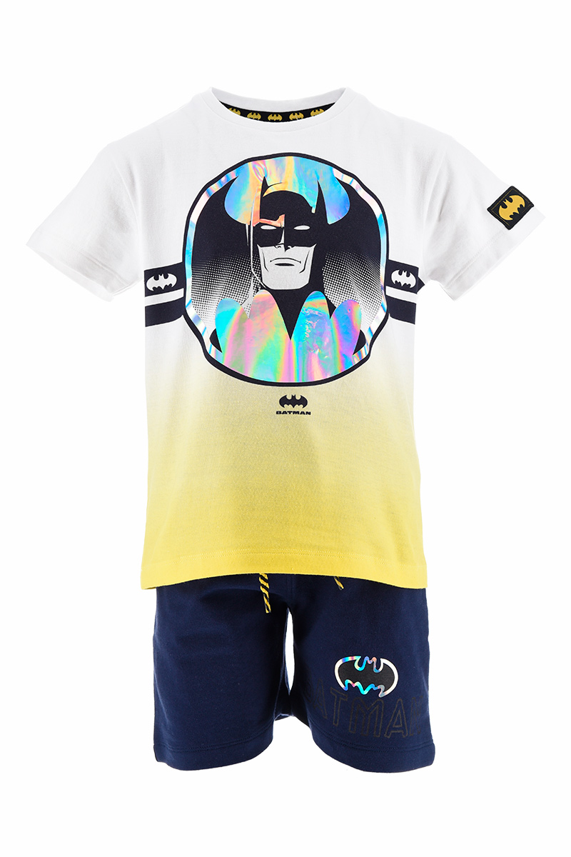 Completo Short + T-Shirt Batman Bambino Sun City 3/8 Anni - We1058giallo