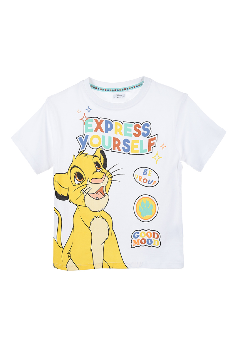 T-Shirt M.c. Simba DISNEY il Re Leone Maglietta Bambino Sun City 3/8 Anni - We1076bianco