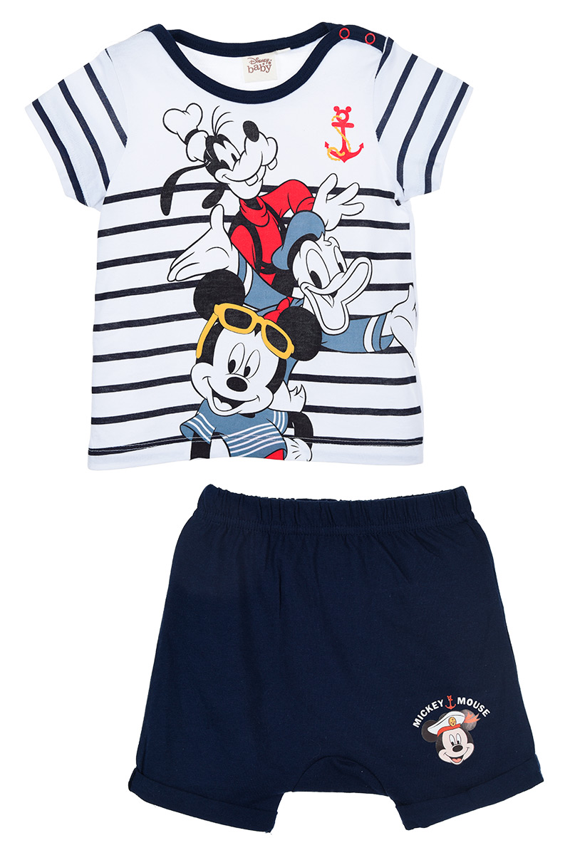 Completo Short + T-Shirt Topolino DISNEY Bambino Neonato Sun City - We0028blu