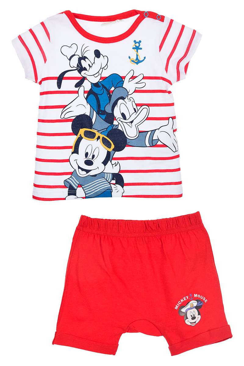 Completo Short + T-Shirt Topolino DISNEY Bambino Neonato Sun City - We0028rosso
