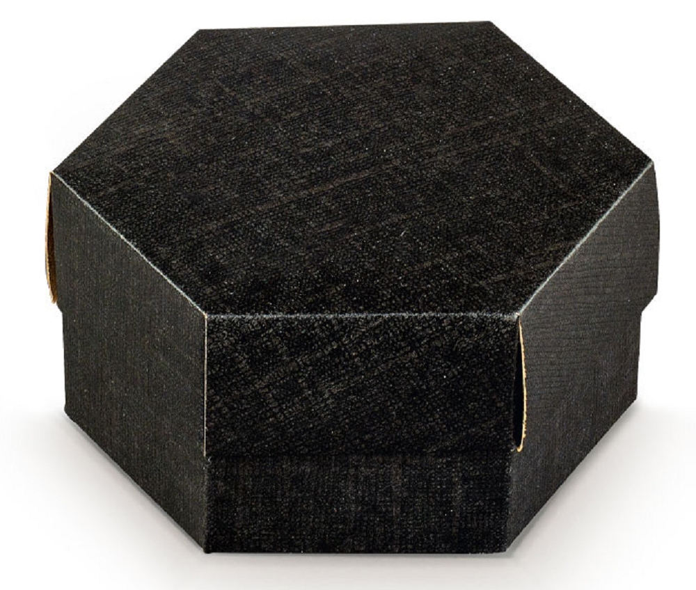 Bomboniera Astuccio Esagonale Nero con Confetti Cerimonie Feste - 17149