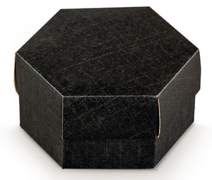 Bomboniera Astuccio Esagonale Nero con Confetti Cerimonie Feste - 17149