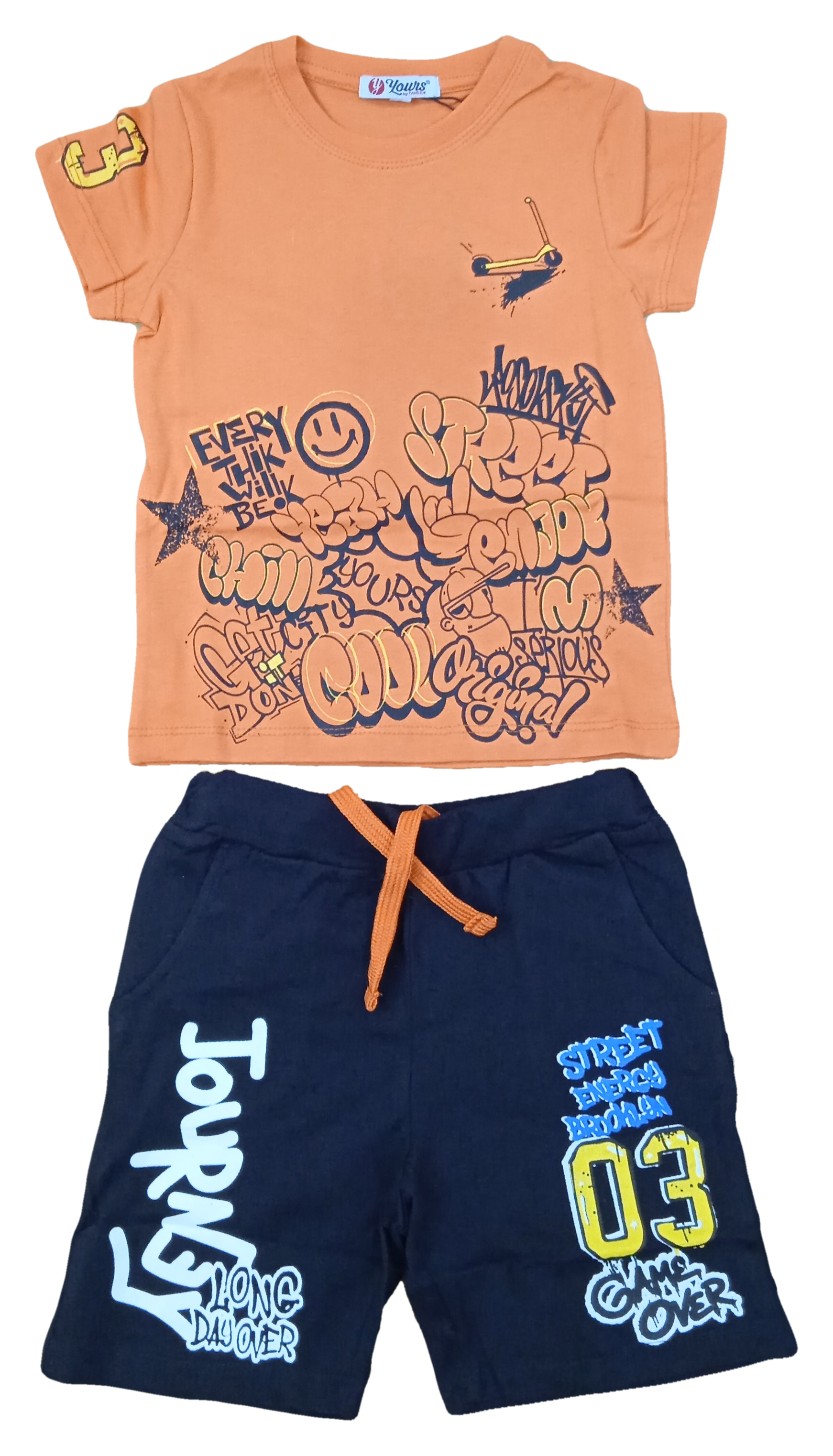 Completo T-Shirt + Short Yours Bambino 3/7 Anni - Ay4343arancio