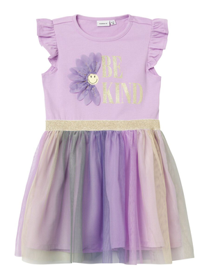 Scamiciata Bambina Vestito con Tulle - 13217791lilla