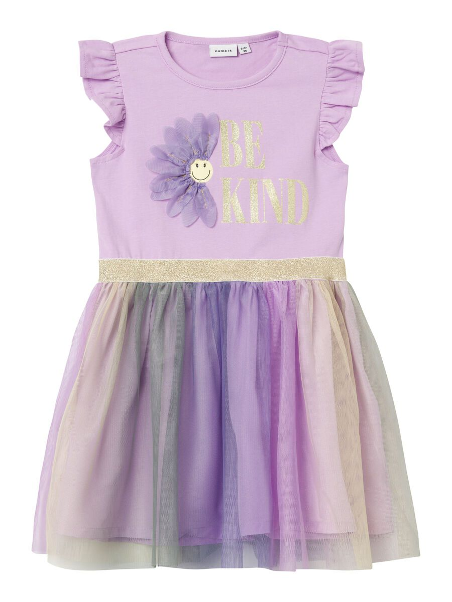 Scamiciata Bambina Vestito con Tulle - 13217791lilla