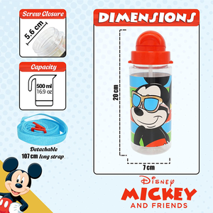 Borraccia in Tritan con Cannuccia Mickey Mouse DISNEY Topolino 500 Ml - 840357